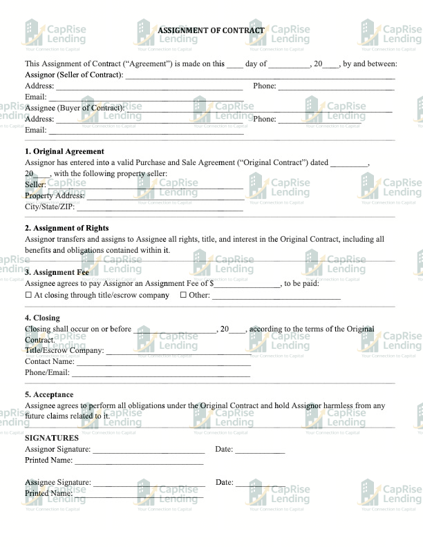 Assignment of Contract